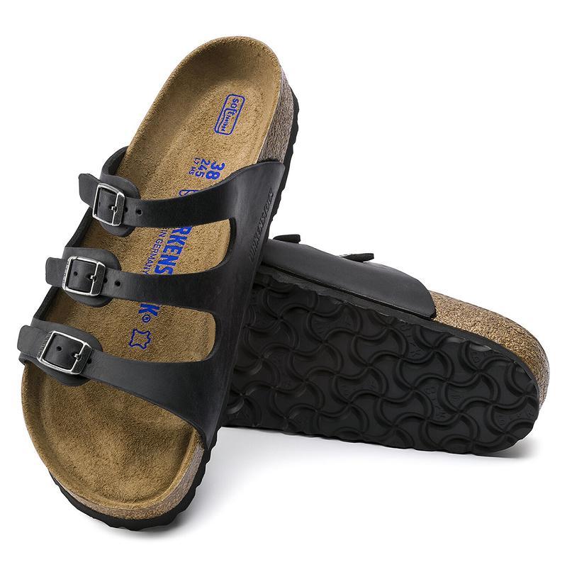 Florida Birkenstock Soft Footbed Oiled Kozene Damske Čierne | SK 80AHK